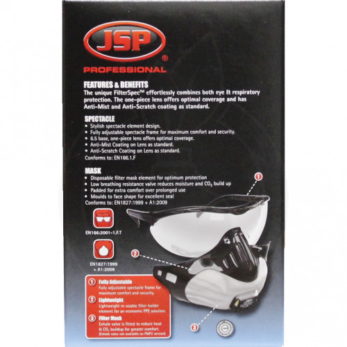 jsp valve half mask 3x ffp2v filterspec smoke protection kit - 8