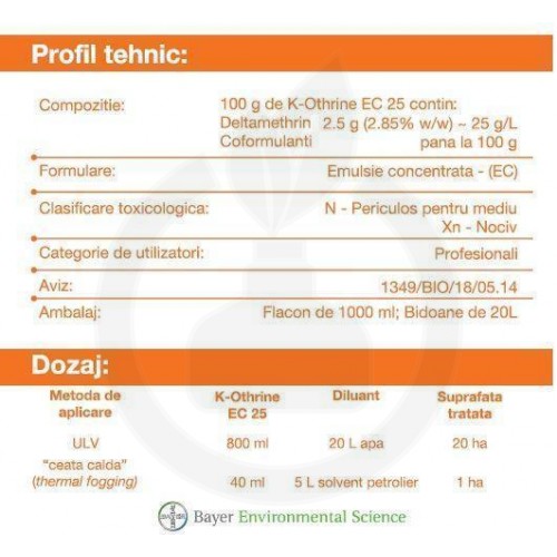 bayer insecticide k othrine ec 25 1 litru - 2