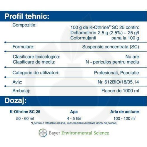 bayer insecticid k othrine sc 25 1 litru - 3
