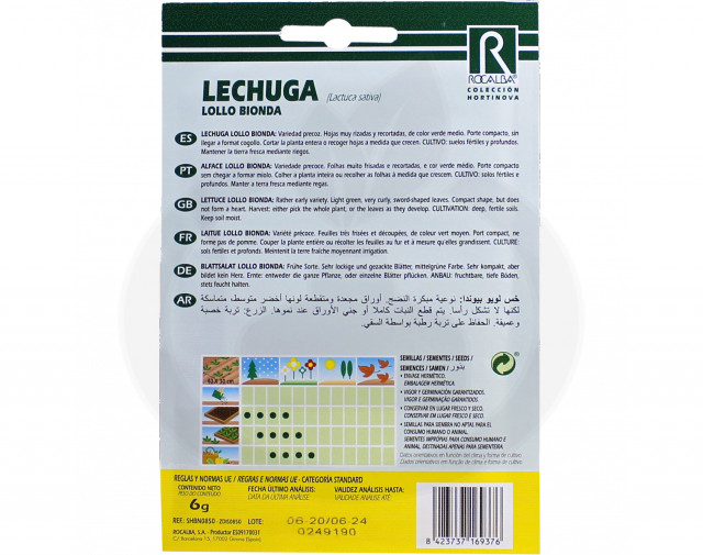 rocalba seed green lettuce lollo bionda 6 g - 2