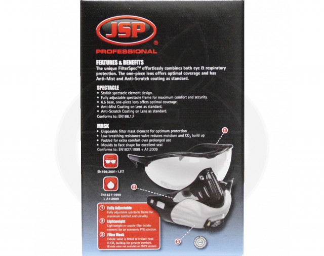 jsp valve half mask 3x ffp2v filterspect smoke protection kit - 9