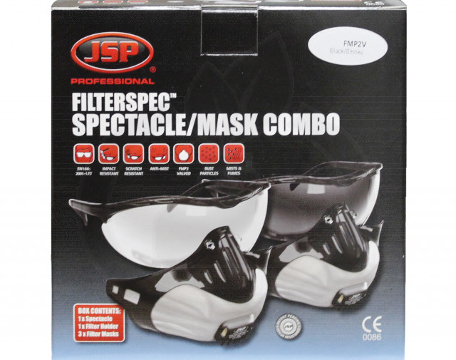 jsp valve half mask 3x ffp2v filterspect smoke protection kit - 10